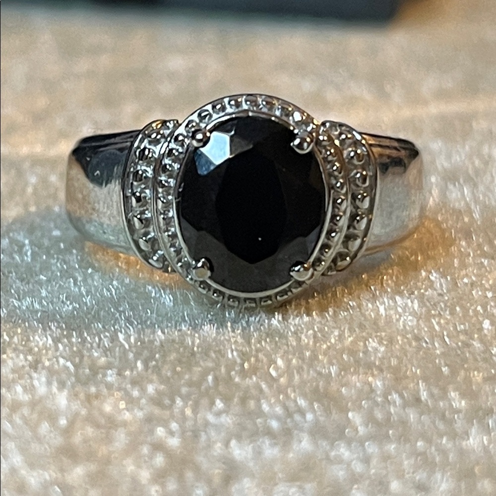 Thai Black Spinal Solitaire Ring Sz 8 - Picture 5 of 6